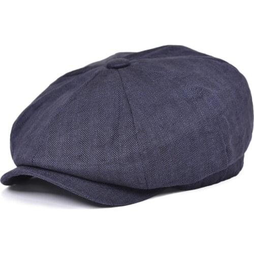 BOTVELA Newsboy Cap for Men Women Herringbone Linen Bakerboy Caps Lightweight Breathable Flat Hat Apple Beret Hats 007
