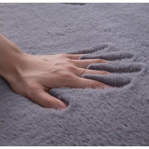 Imitation Rabbit Fur Carpet Modern living Room Soft Fluffy Plush Rugs For Childrens Bedroom Rugs Faux fur Mats Solid Color Gray