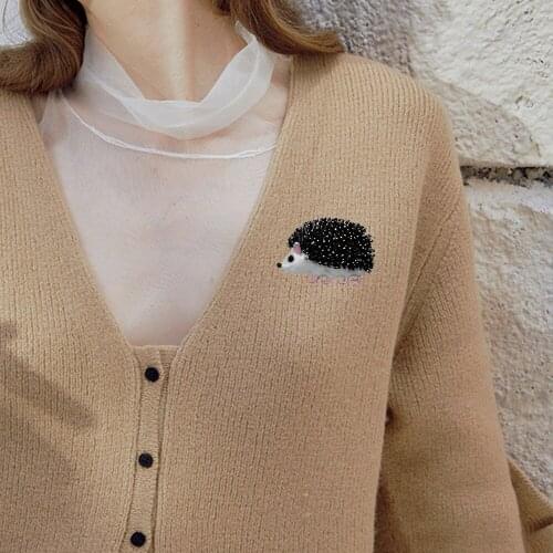 Fashion Jewelry Black Enamel Hedgehog Brooches Cute Animal Brooch Badges Drip Oil Pins For Woman Man Party Evening Daily Wear