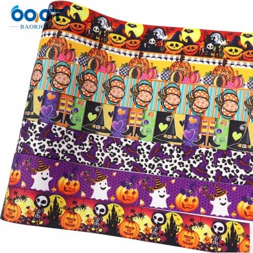 Halloween Series Cartoon Grosgrain Ribbons,M-21723-1175 38mm 10Yards Bow Cap Accessories Halloween Party Gift Wrap DIY Handmade