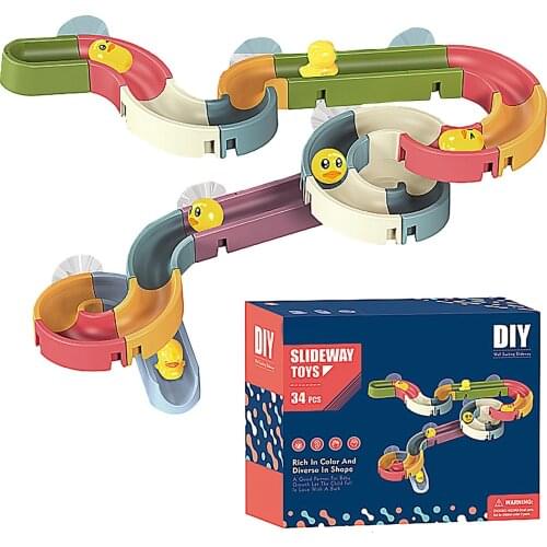 DIY Slide Track Toy Set Marble Runs Sliding Bead Ball Building Blocks Funnel Assemble Detachable Track Toys For Baby Children