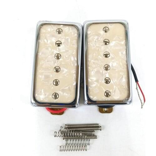 A Set of 2 White Pearl Electric Guitar Single Coil Bridge&Neck Pickups LP Humbucker Pickup 50 52