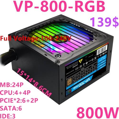 New PSU For GameMax Brand Non-modular Game Mute Power Supply Rated 800W/700W Peak 850W/750W Power Supply VP-800-RGB VP-700-RGB