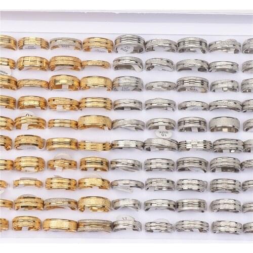 20pcs/lot Stainless Steel Frosted Engagement Wedding Couple Lovers Rings For Women Men Silver Gold Color Fashion Jewelry