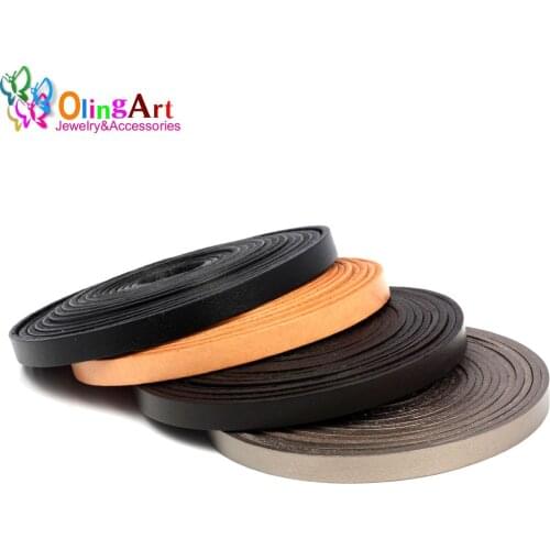 OlingArt 8*2mm 1YD/lot Black/brown/leather color Flat Leather Rope/Cords DIY necklace Bracelet earrings choker jewelry making