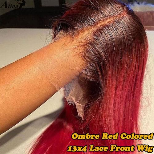 HD 99J Burgundy Colored Straight Full Front Wigs Pre Plucked Ombre Highlight Red Frontal 30 Inch Human Hair Body Wave Lace Wig