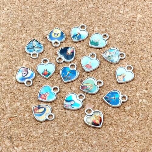 Enamel Heart of Jesus Christian cross charm Pendants 45Pcs/lot Fashion Jewelry DIY Fit Bracelets Necklace10x12mm A-526