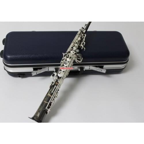 PRO Bb Soprano Saxophone Black Nickel Body,Silver Plated body and Keys with ABS Case