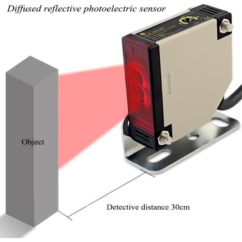 30cm Range Diffused Reflective Photoelectric sensor Relay Photocell switch Object detector Gate Access Control Alarm system