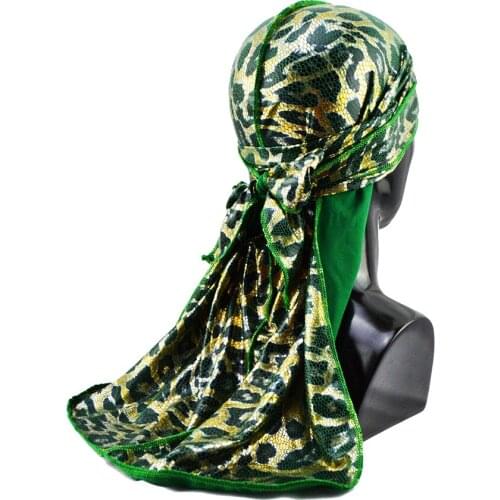 Mesh Camouflage Mens Durag Hip-Hop Bandanna Cap Rapper Turban Biker Hat Unisex Elastic Headband Du-rag Women Hair Accessories