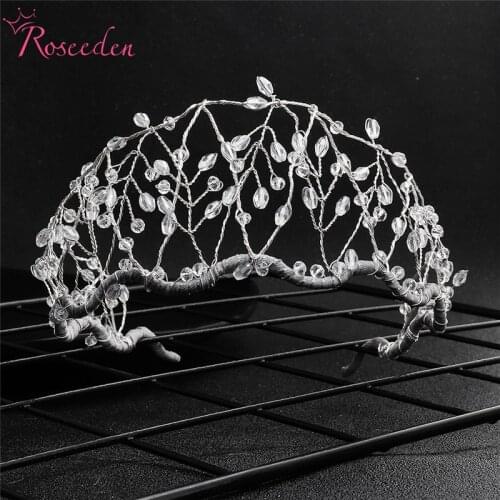 Handmade Sparkling Crystal Wedding Bride Tiara Headband Flower Bridal Women Prom Crons Accessories RE3611