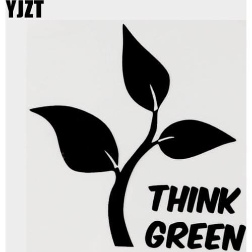 YJZT 13.5CM×13.5CM Fun Think Green Plant Vinyl Car Window Sticker Decals 18B-0016