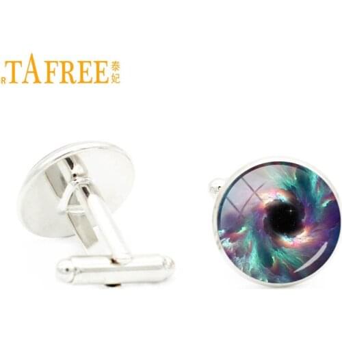 TAFREE high quality galaxy art men cufflinks for wedding party business jewelry universe space nebula glass gem cuff links A331