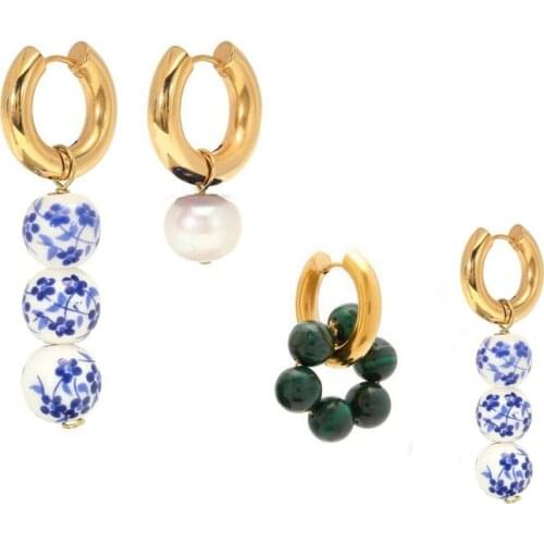 Women gifts Ceramic beads cultured pearl earring wholesale Pearl Hanging Earrings One Direction Trend Boucle D'oreille Femme