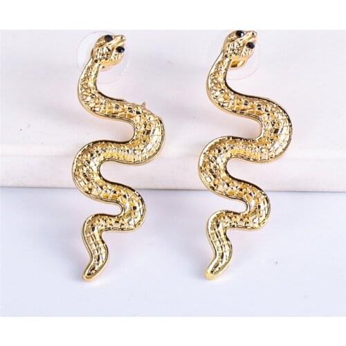 Punk Crazy Twisted Snake Earrings for Women Personality Gold Color Metal Animal Long Drop Earrings Woman Brincos Fashion Jewelry