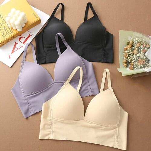 Camisole Without Steel ring gathered summer and autumn simple ice silk seamless wrapped chest thin cup ladies underwear 2020