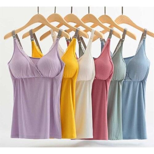 Modal Vest Women Camisole No Steel Ring with Chest Pad No Trace Pregnancy Maternity Open Buckle Nursing Vest Slim Fit Adjustable