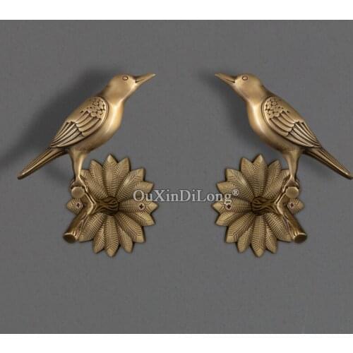 1 Pair Retro Bird Brass Curtain Hook Home Decoration Curtain Buckle Drapery Holdbacks for Living Room Curtain Hanger GF442