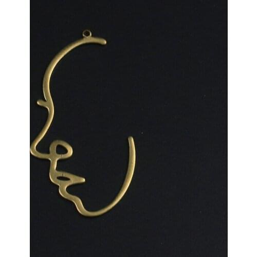 10 pieces 22.8*42mm brass single pendant hollow face contour pendant DIY bracelet necklace accessory
