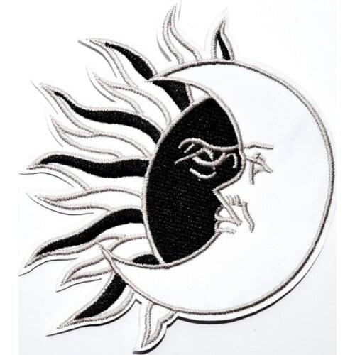 BLACK SUN and WHITE MOON iron on patch Celestial (Size is about 10.1 cm)