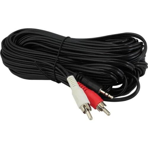 2 RCA MALE + 3.5 MM STEREO MALE AUDIO CABLE 10 METRE BOXED