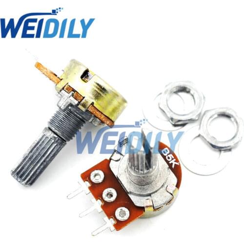 5PCS/LOT 20mm Shaft WH148 B5K 5K Linear Potentiometer With Nuts And Washers 3pin Single Joint
