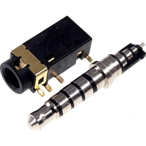 20 sets Male & Female 5 pole Phone jack 3.5mm 5 pin socket SMD & 5 poles stereo earphone plug DC30V 0.5A Rohs