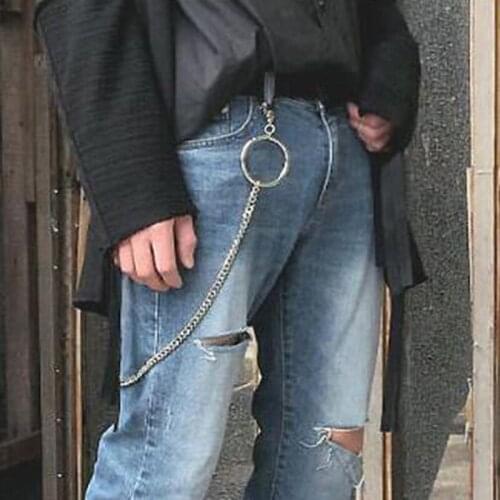 2020 Street Hiphop Big Ring Key Chain Rock Punk Trousers Hipster Key Chains Pants Jeans Keychain Portachiavi Kpop Accessories