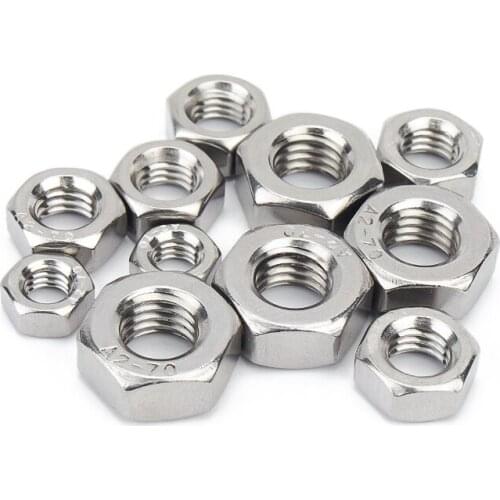 5PCS Hex Fine Thread Nut A2 Stainless Steel Hexagon Hex Nuts M6 M8 M10 M12-M24 DIN934