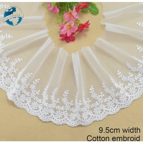 9.5cm wide 100% Cotton embroidery lace sewing ribbon guipure trim wedding decoration DIY dolls colthes Accessories lace #4188