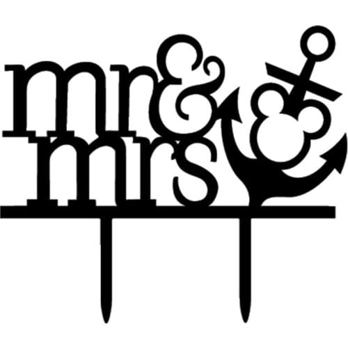 Acrylic Cake Flags Anchor Mr & Mrs Cake Topper Multi Colors For Wedding Anniversary Party Supplies Hot Sale