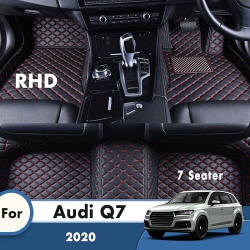 RHD Custom Car Floor Mats For Audi Q7 2020 7 Seater Leather Waterproof Carpets Auto Styling Foot Pads Car Accessories Floorliner