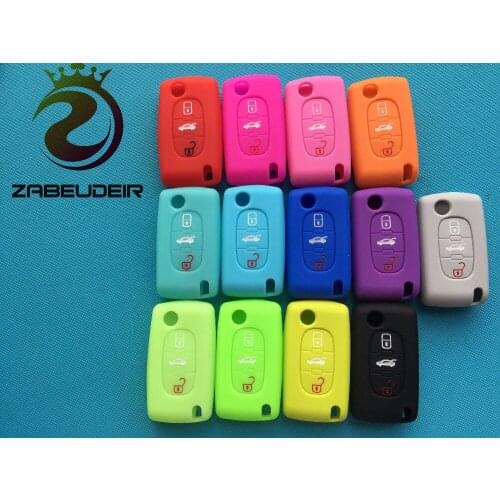 Pusakieyy 3 buttons key case FOR Citroen XSARA PICASSO C2 C3 C4 C5 C6 C8 For Peugeot 107 206 207 307 308 406 SILICONE COVER FLIP