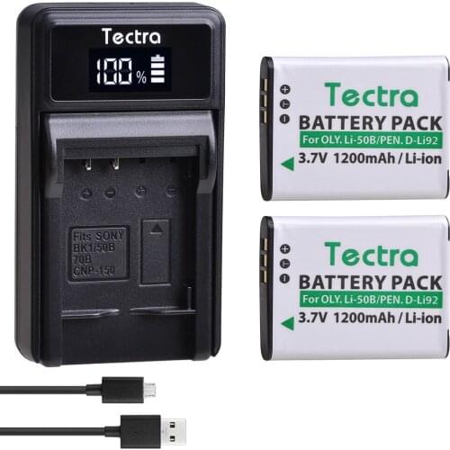 D-Li92 D Li92 Li 50B Battery with Dual Charger for Pentax D-LI92 and Pentax Optio I-10, RZ10, RZ18,WG-1, WG-1 GPS, WG-2, WG-10