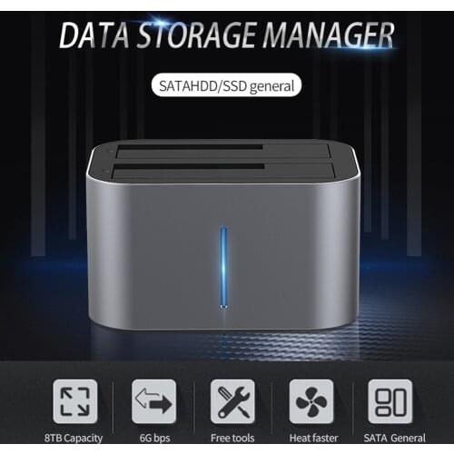Dual Bay External Hard Drive Docking Station 3.5/2.5 inch SATA to USB 3.0 HDD SSD Enclosure Box Disk Case Support 14TB
