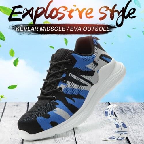 Breathable Anti-smashing and Anti-pressure Safety Work Shoes Mens Casual Anti-skid Anti-piercing Lightweight Camouflage Shoes
