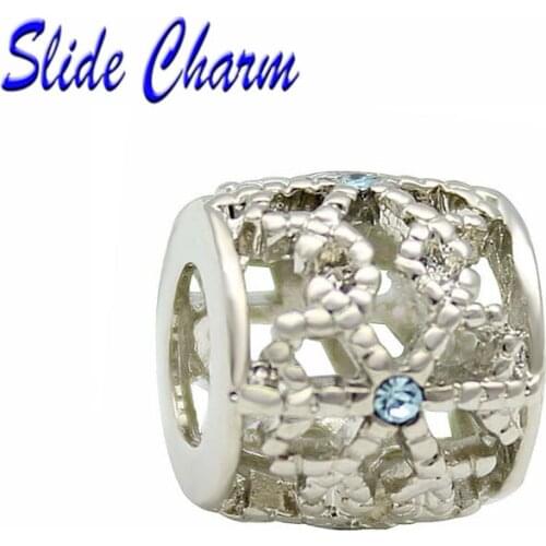 European blue crystal snowflake charm beads suitable for Pandora bracelet original jewelry production