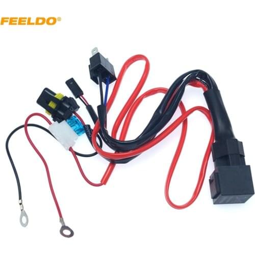 FEELDO 1pc Motorcycle Kit 12V 35W H4 HID Hi/Lo Xenon Wire Harness Relay HID Wiring Harness Kit #HQ4566