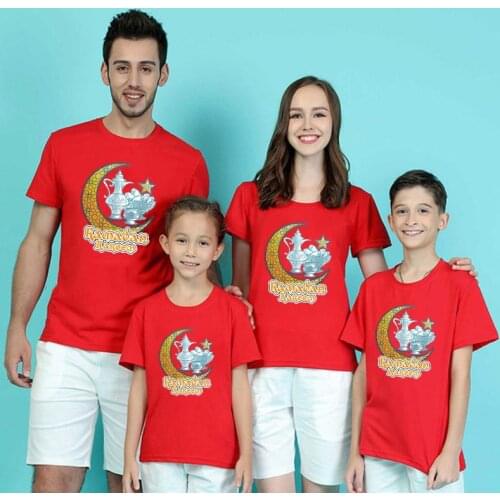 Ramadan T-Shirt Eid Party Gifts Festival Moon Family Matching Outfits Dad Mother and child Cotton baby Family Fashion