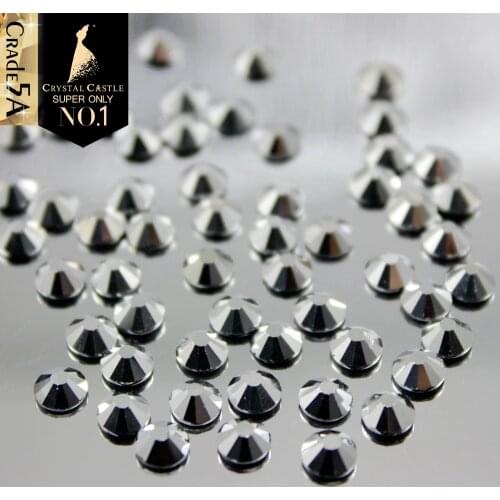Crystal Castle 5A SS6 SS10 SS16 SS20 SS30 Hematite Silver Hot Fix Strass Glass Crystal Flatback Rhinestones Hotfix For Gymnastic