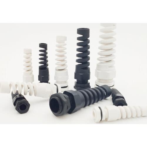 PG11 M18 5pcs Nylon Cable conduit Gland 5-10 thread gland Plastic Flex Spiral Strain Relief cable anti-bending connection
