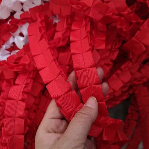 Grosgrain ribbon lace trim Fold lace accessories DIY red decorative ruffle lace Fabric