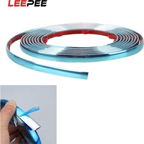 LEEPEE Car Side Door Chrome Strip Self Adhesive Silver Rearview Mirror Bumper Protector Tape Styling Mouldings