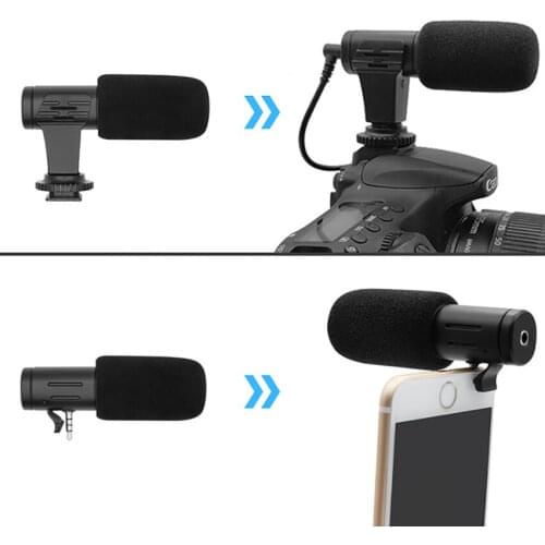 DSLR Camera Microphone, External Video Microphone Voice Recorder with Windscreen 3.5mm Jack for Phone, Smartphone, Vlogging