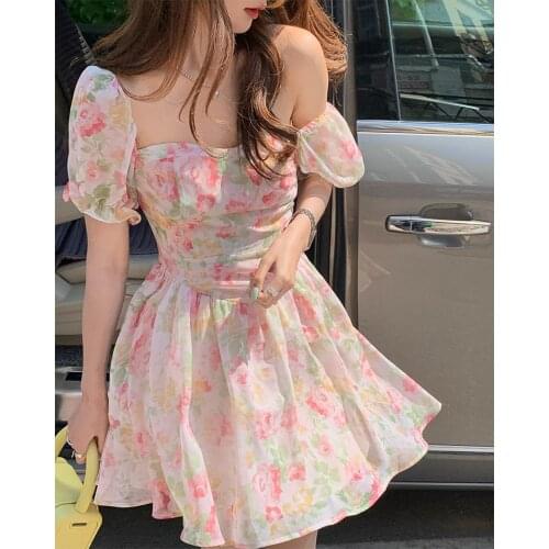 Sweet Summer Mini Girls Dress New Floral Print A-Line Short Sleeve Party Dresses YOU451