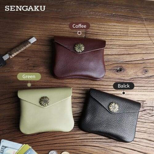 Vintage Mens Wallet Genuine Leather Card Holder Coin Purse With Zipper Pocket Handmade Portable Short Money Pouch