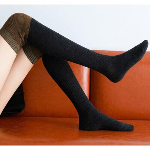 Soft Cotton Thick Autumn Winter Patch Color Cute Harajuku Street Fashion Woman Overknee Cosplay Sexy Long Tube Socks Stockings