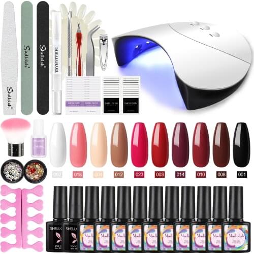 Gel Nail Manicure Set with 6/36W Nail Dryer Nail Polish Set Manicure Tool Set Need Cured Base Top Coat Nail Kit Art Decoration