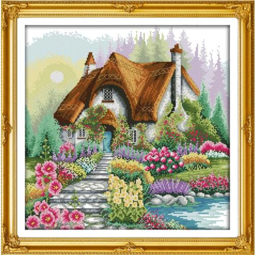 Flower home cross stitch kit 14ct 11ct count printed canvas stitching embroidery DIY handmade needlework