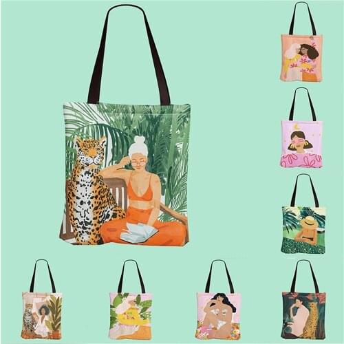 New Canvas Double-sided Printing Shopping Bag Tote Bag Matisse Style Oil Painting Shoulder Bag
